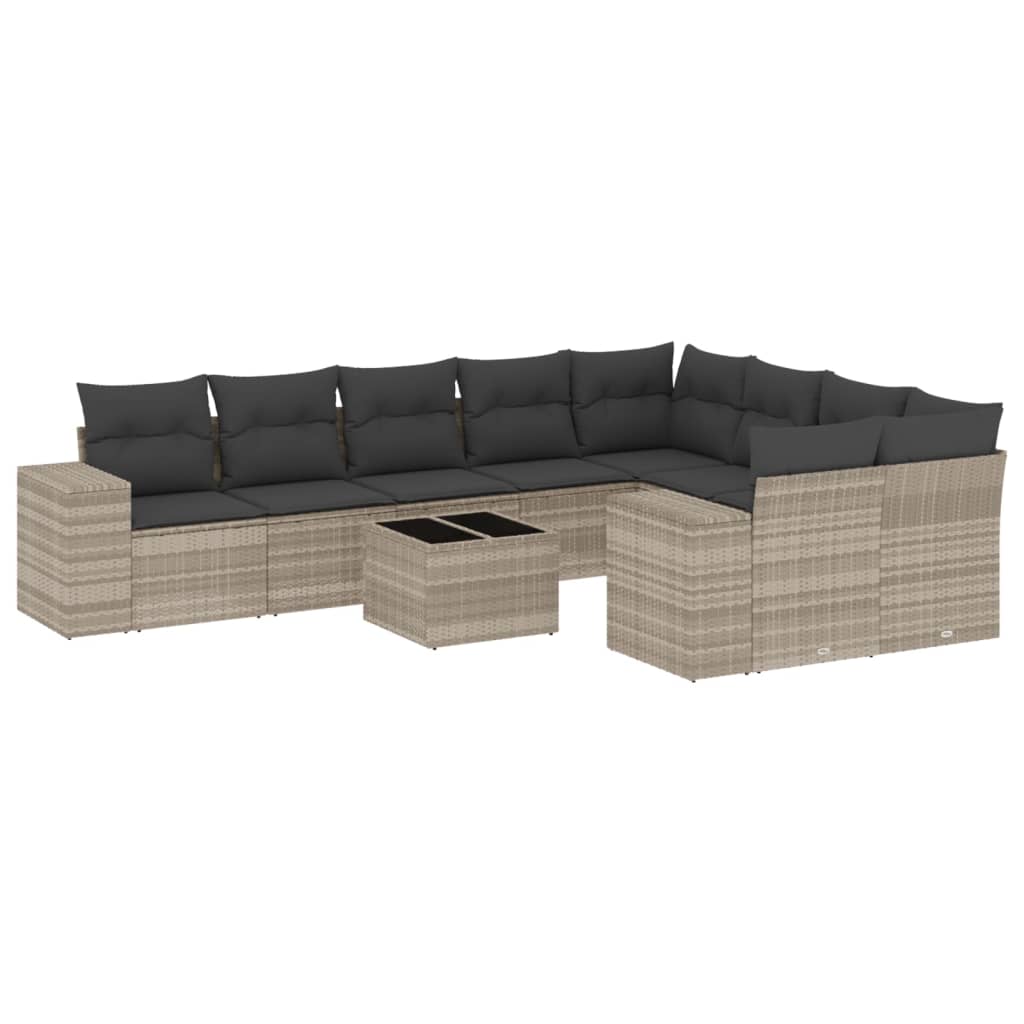 Set canapele de grădină cu perne 10 piese gri deschis poliratan GartenMobel Dekor