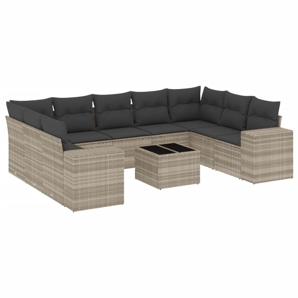 Set canapele de grădină cu perne 10 piese gri deschis poliratan GartenMobel Dekor
