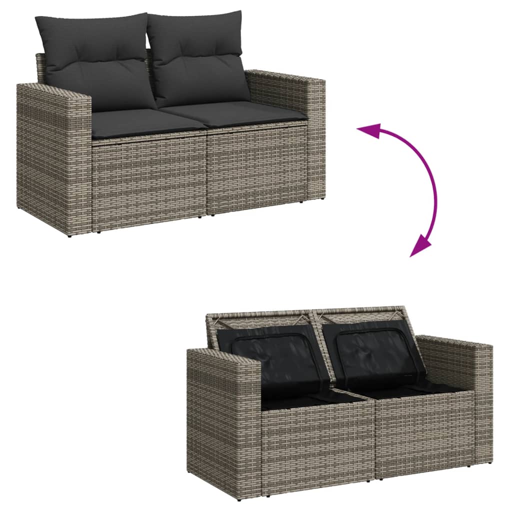 Set mobilier de grădină cu perne, 10 piese, gri, poliratan GartenMobel Dekor