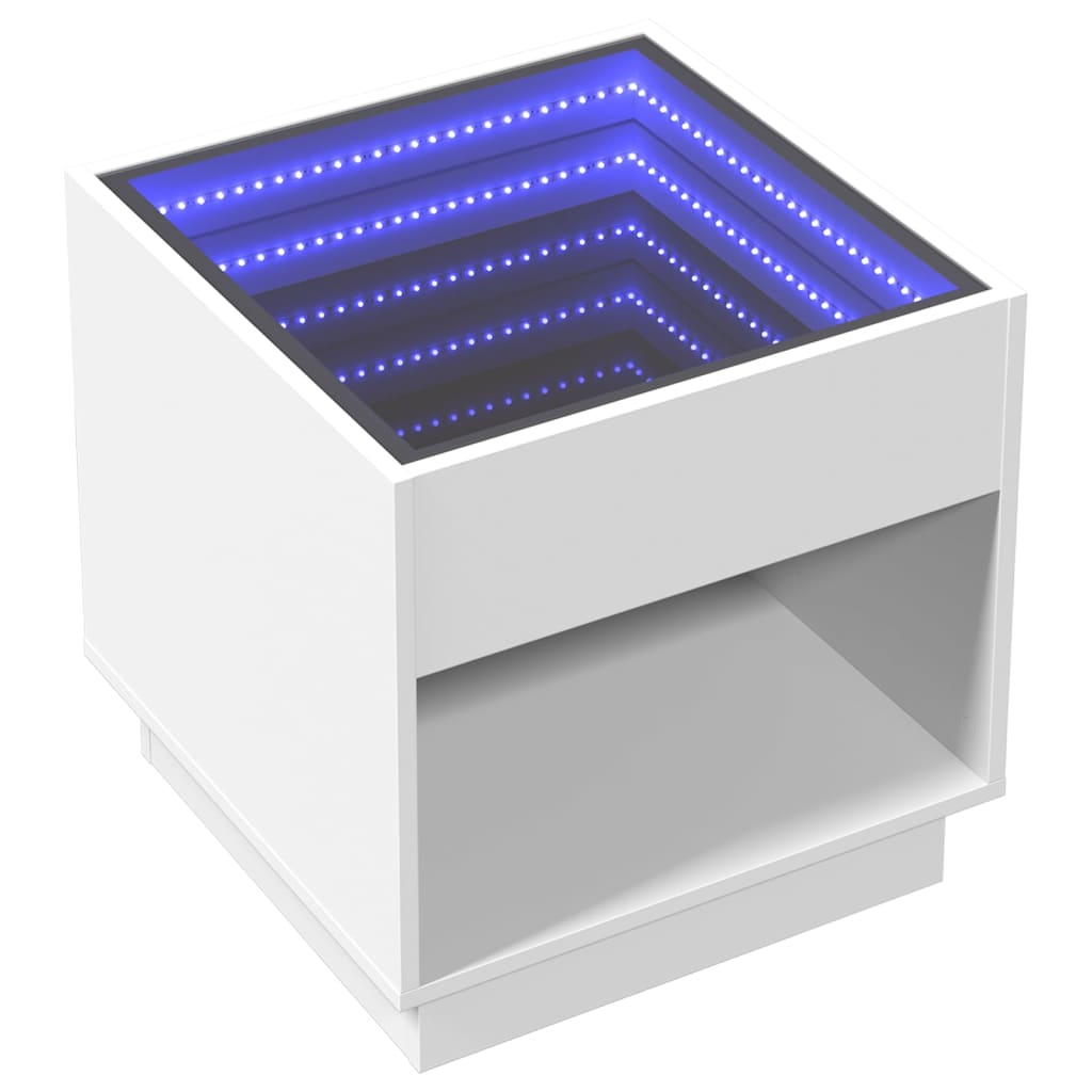 Noptieră cu LED infinity, alb, 50x50x50 cm GartenMobel Dekor