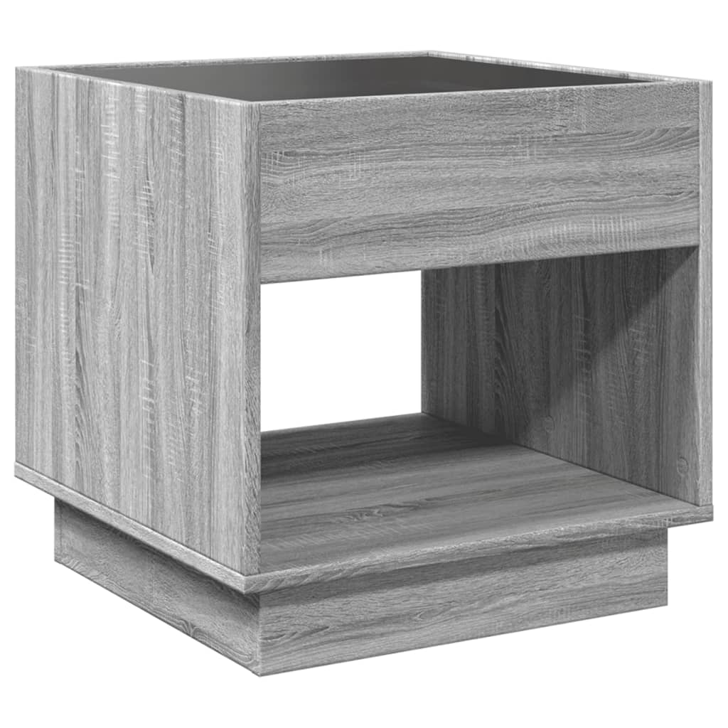 Noptieră cu LED infinity, gri sonoma, 50x50x50 cm GartenMobel Dekor