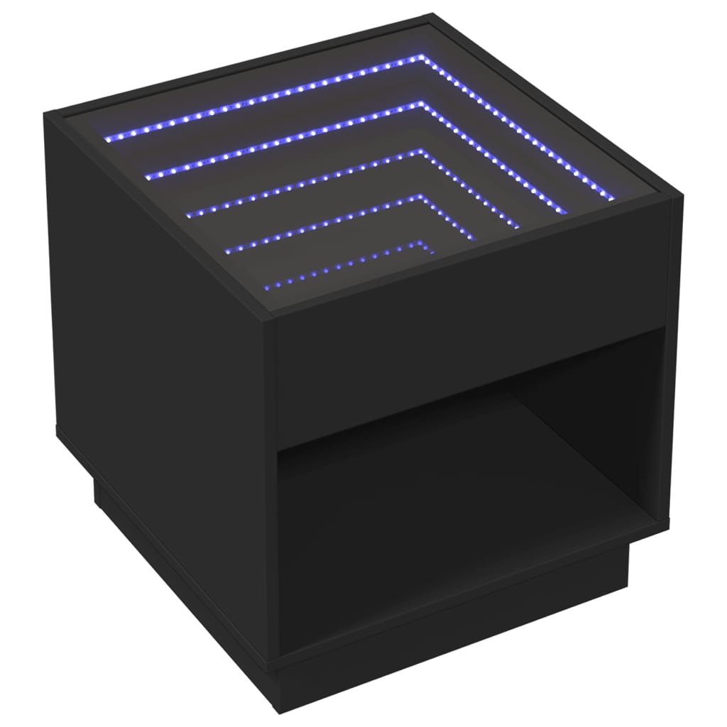 Noptieră cu LED infinity, negru, 50x50x50 cm GartenMobel Dekor