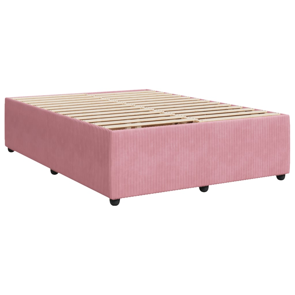 Pat box spring cu saltea, roz, 140x200 cm, catifea GartenMobel Dekor