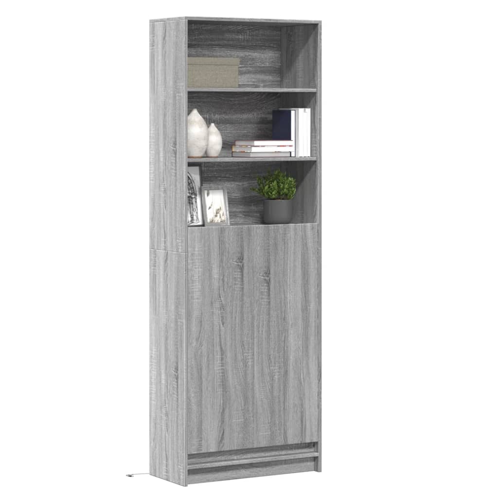 Dulap înalt cu LED gri sonoma 69x32,5x200 cm lemn prelucrat GartenMobel Dekor