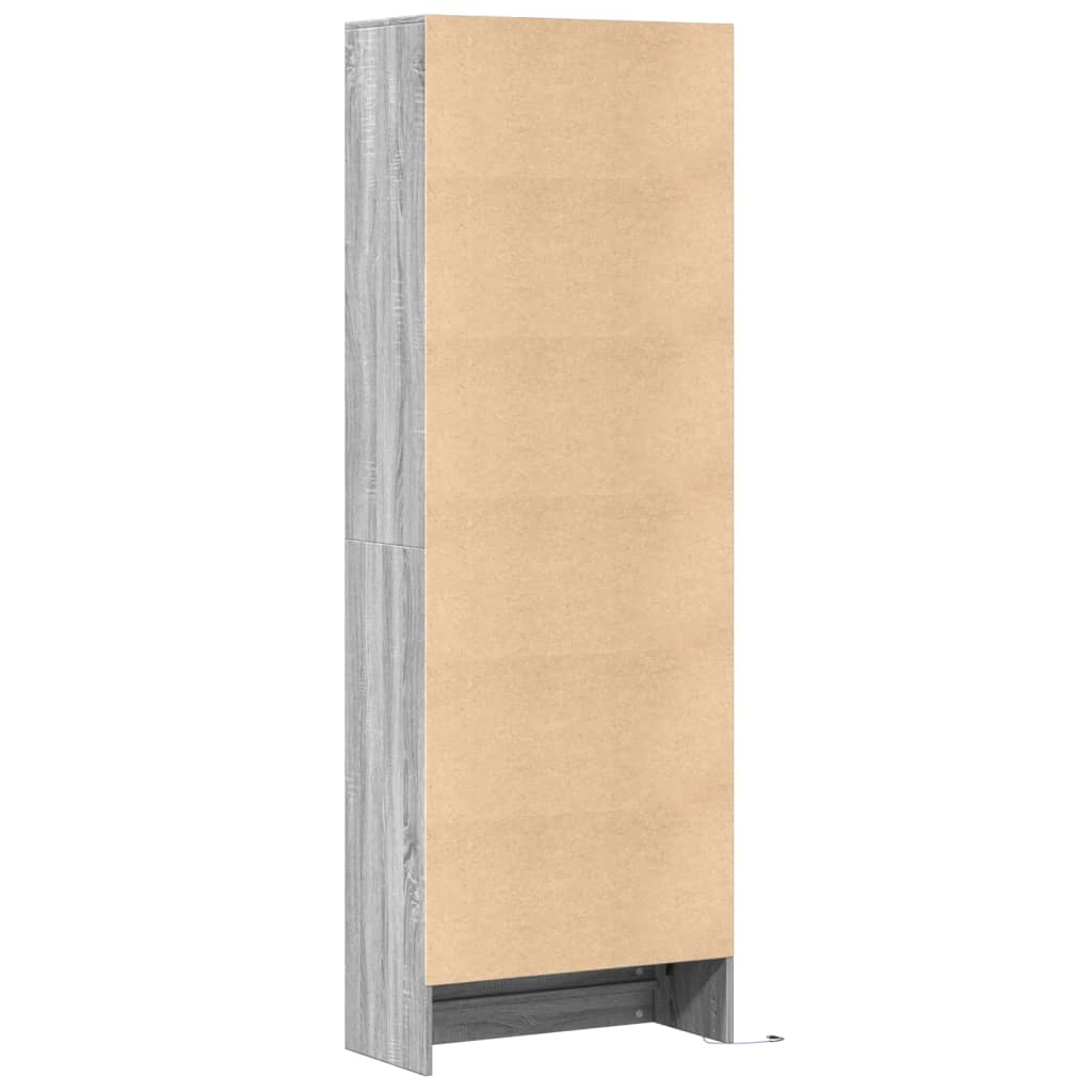 Dulap înalt cu LED gri sonoma 69x32,5x200 cm lemn prelucrat GartenMobel Dekor