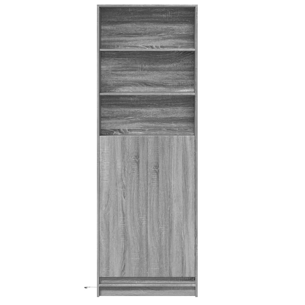 Dulap înalt cu LED gri sonoma 69x32,5x200 cm lemn prelucrat GartenMobel Dekor