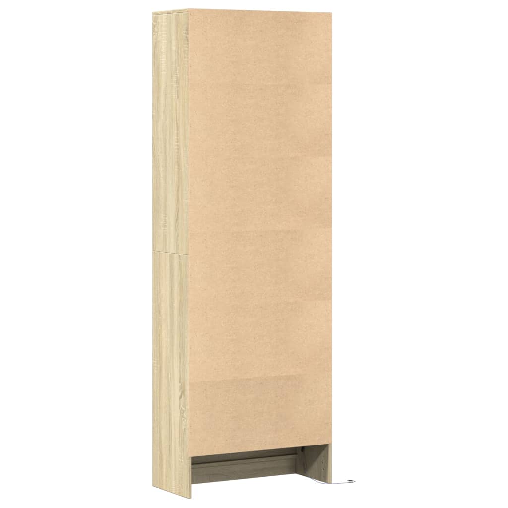 Dulap înalt cu LED stejar sonoma 69x32,5x200 cm lemn prelucrat GartenMobel Dekor