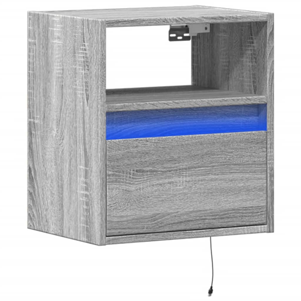 Noptieră montată pe perete cu lumini LED, sonoma gri GartenMobel Dekor