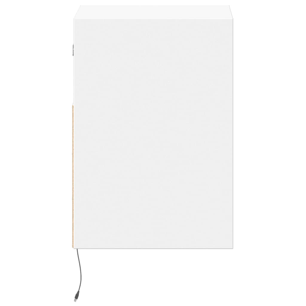 Noptiere montate pe perete cu lumini LED, 2 buc., alb GartenMobel Dekor