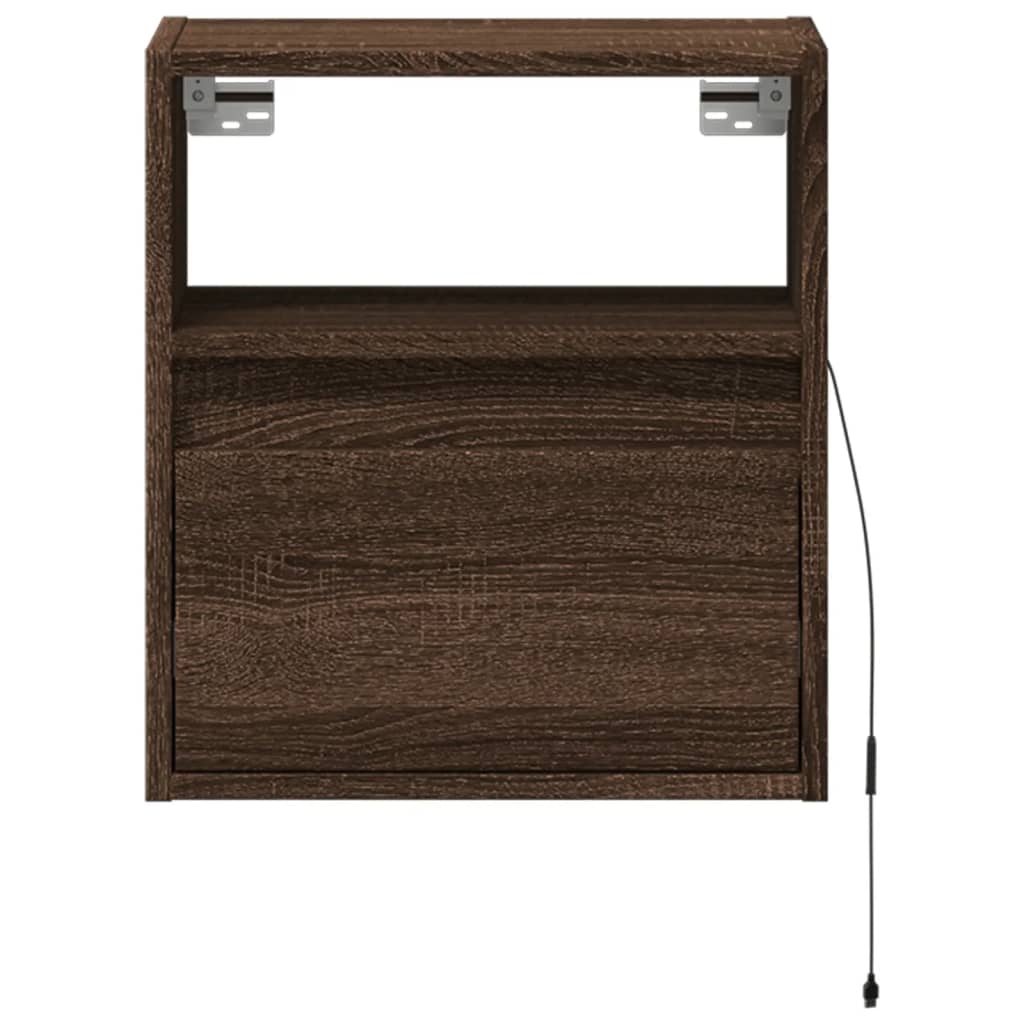 Noptiere montate pe perete cu lumini LED, 2 buc., stejar maro GartenMobel Dekor