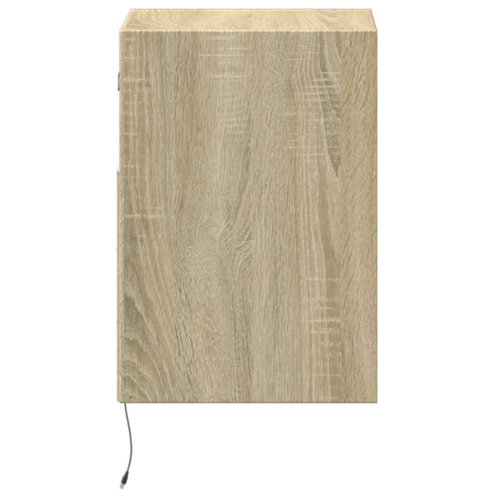 Noptiere montate pe perete cu lumini LED, 2 buc., stejar sonoma GartenMobel Dekor