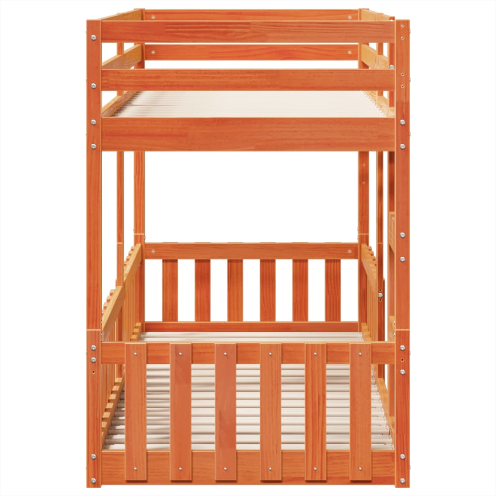 Pat supraetajat, maro ceruit, 80x200 cm, lemn masiv de pin GartenMobel Dekor