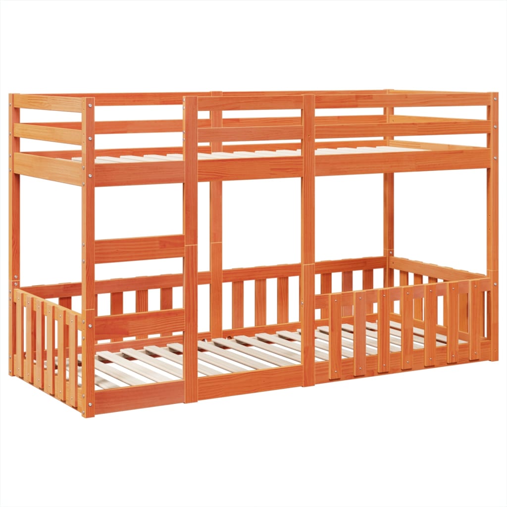 Pat supraetajat, maro ceruit, 80x200 cm, lemn masiv de pin GartenMobel Dekor