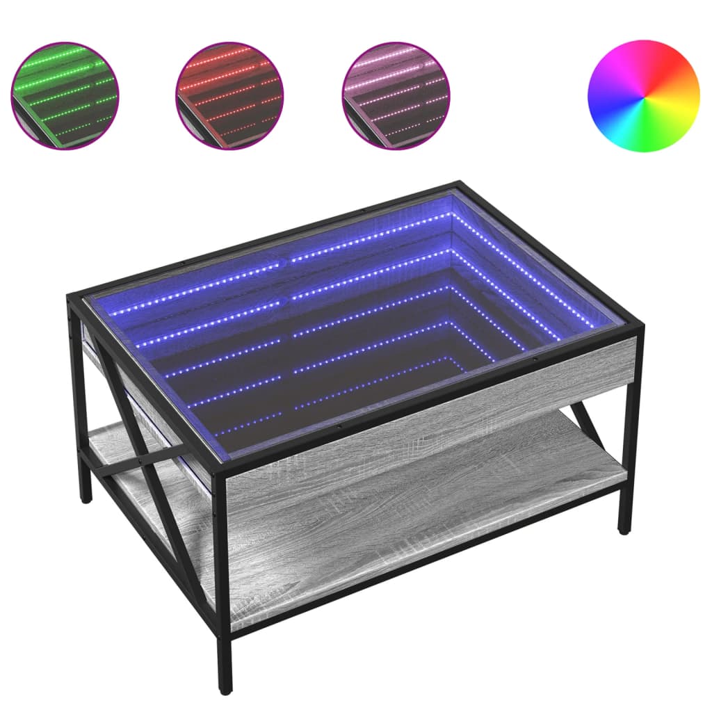 Măsuță de cafea cu LED infinity, gri sonoma, 70x50x38 cm GartenMobel Dekor