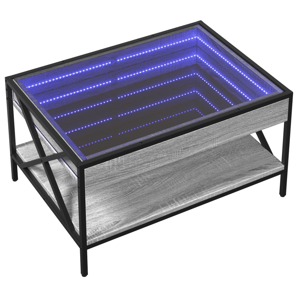 Măsuță de cafea cu LED infinity, gri sonoma, 70x50x38 cm GartenMobel Dekor