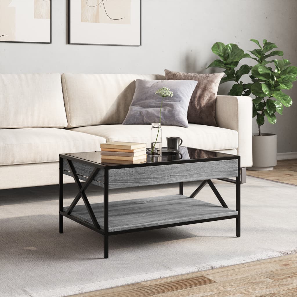Măsuță de cafea cu LED infinity, gri sonoma, 70x50x38 cm GartenMobel Dekor