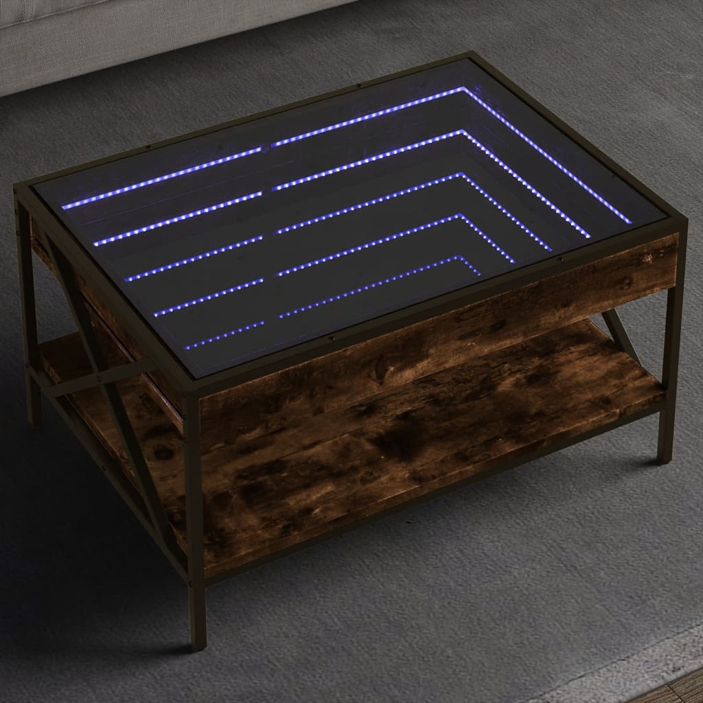 Măsuță de cafea cu LED infinity, stejar fumuriu, 70x50x38 cm GartenMobel Dekor