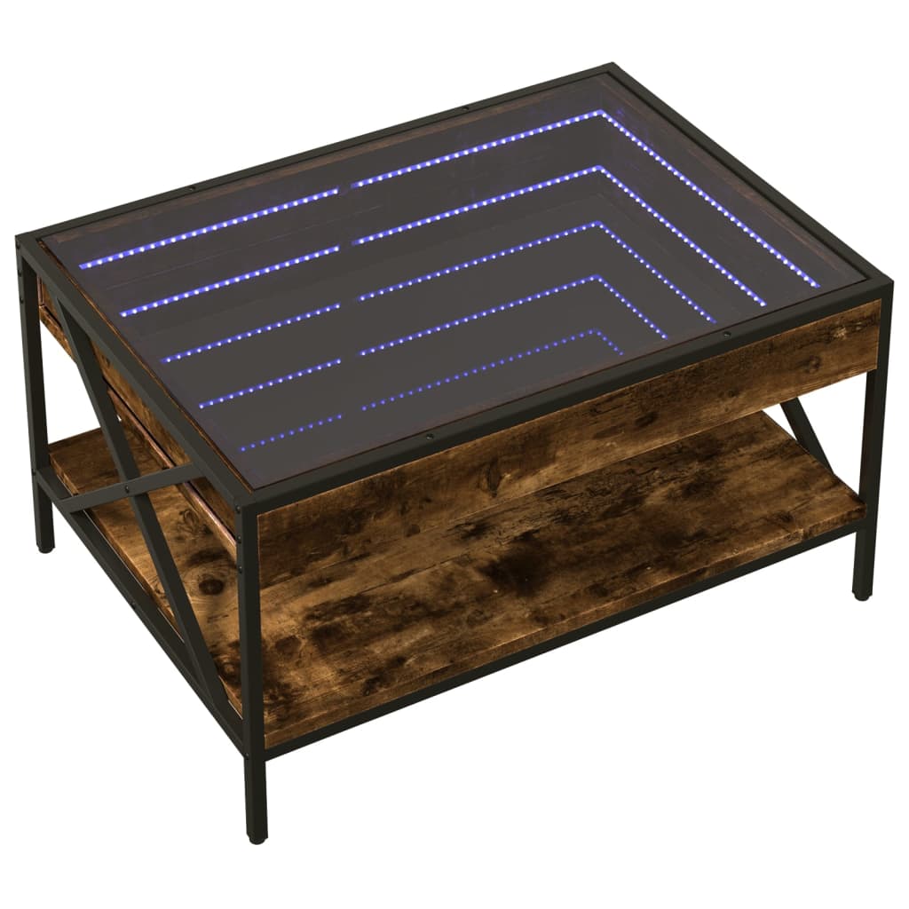 Măsuță de cafea cu LED infinity, stejar fumuriu, 70x50x38 cm GartenMobel Dekor