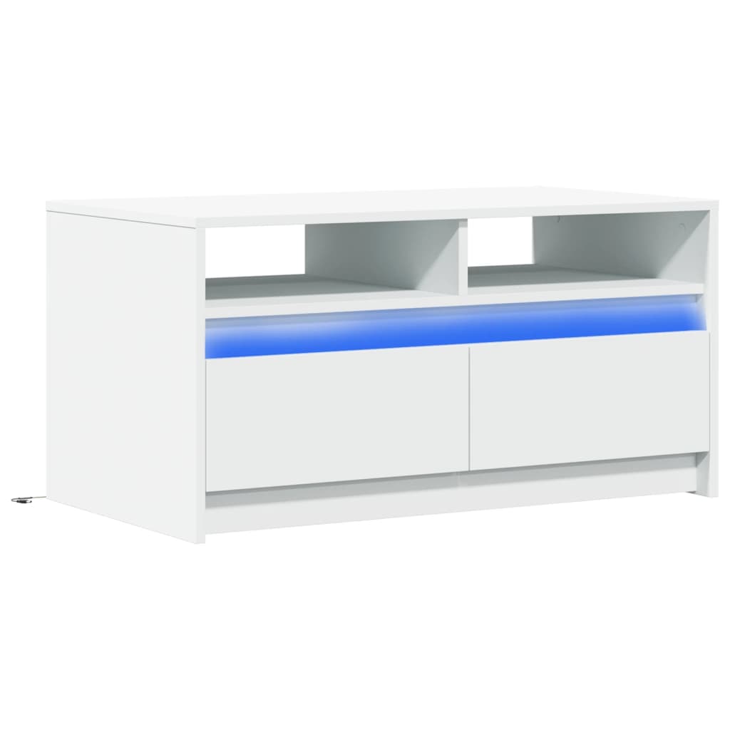 Măsuță de cafea cu lumini LED, alb, lemn prelucrat GartenMobel Dekor