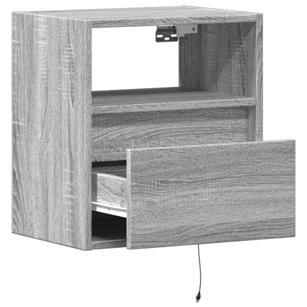 Comodă TV de perete cu LED, 2 buc, gri sonoma, 41x31x45 cm GartenMobel Dekor