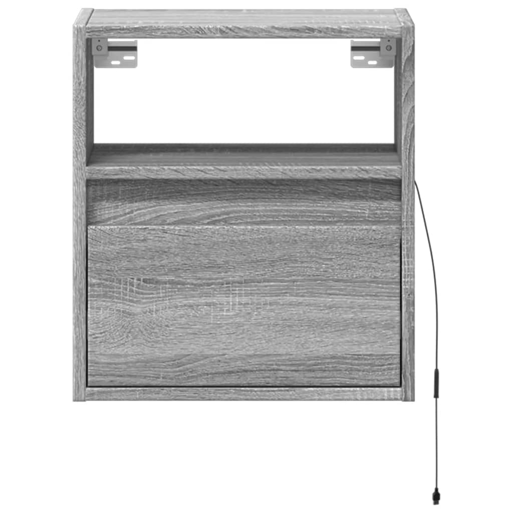 Comodă TV de perete cu LED, 2 buc, gri sonoma, 41x31x45 cm GartenMobel Dekor
