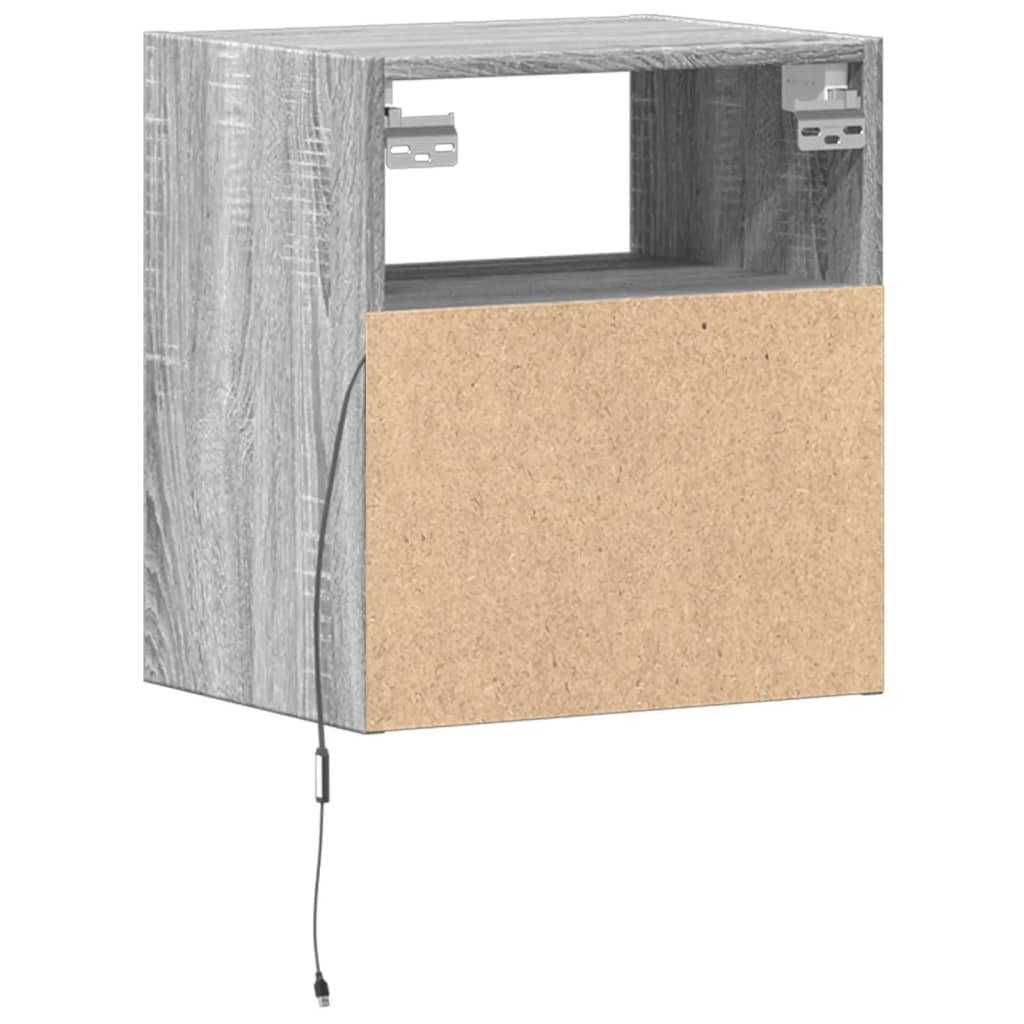 Comodă TV de perete cu LED, 2 buc, gri sonoma, 41x31x45 cm GartenMobel Dekor