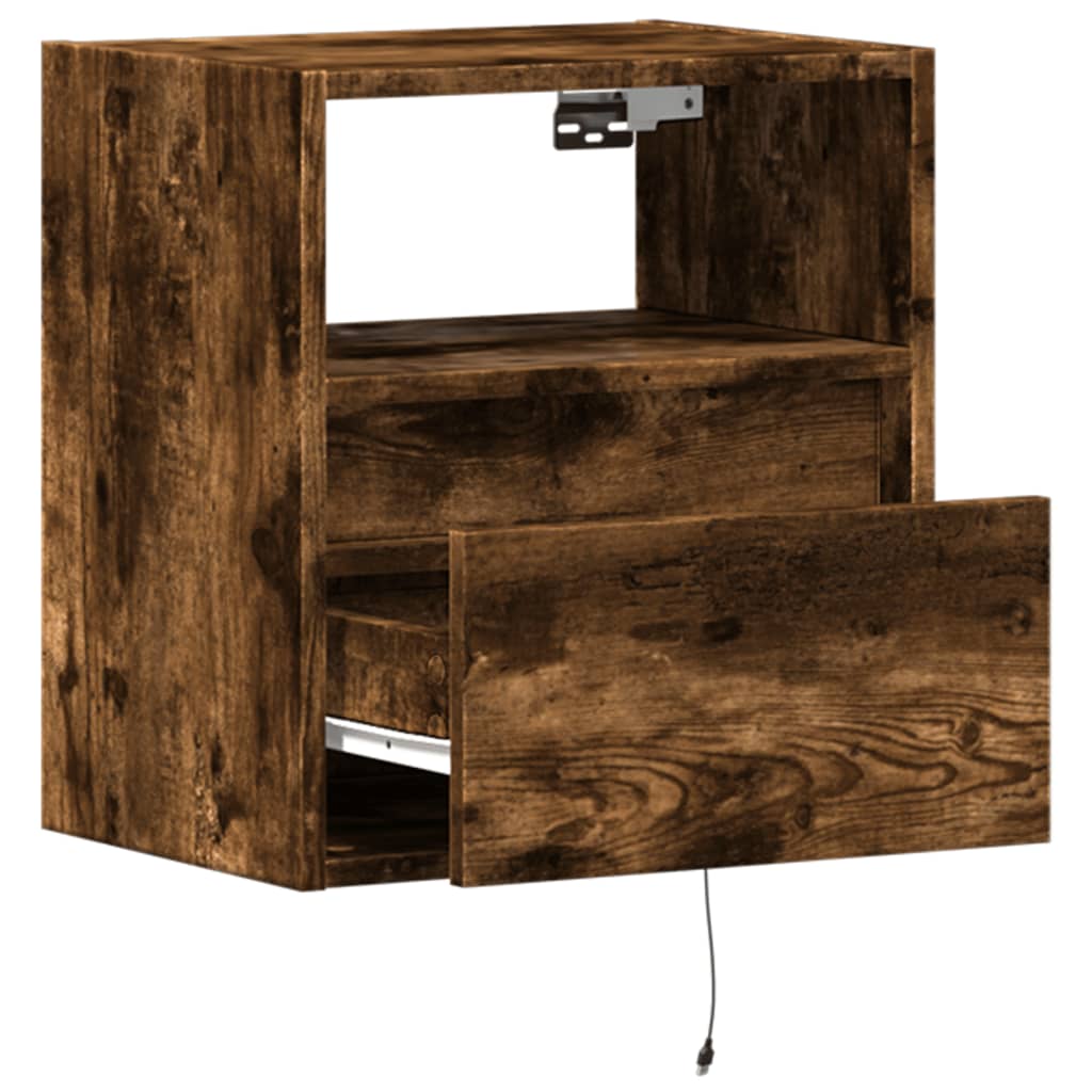 Comodă TV de perete cu LED, 2 buc. stejar fumuriu, 41x31x45 cm GartenMobel Dekor