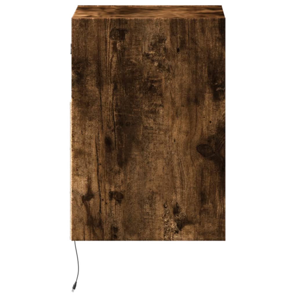 Comodă TV de perete cu LED, 2 buc. stejar fumuriu, 41x31x45 cm GartenMobel Dekor