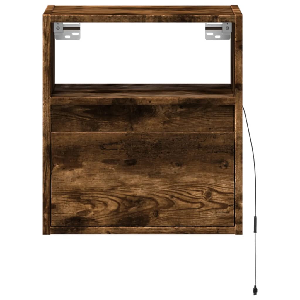 Comodă TV de perete cu LED, 2 buc. stejar fumuriu, 41x31x45 cm GartenMobel Dekor