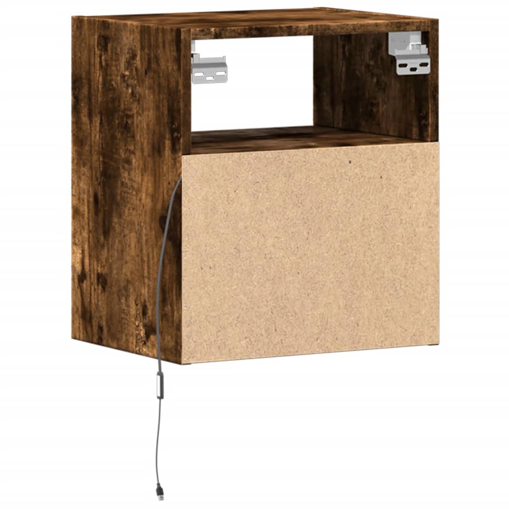 Comodă TV de perete cu LED, 2 buc. stejar fumuriu, 41x31x45 cm GartenMobel Dekor