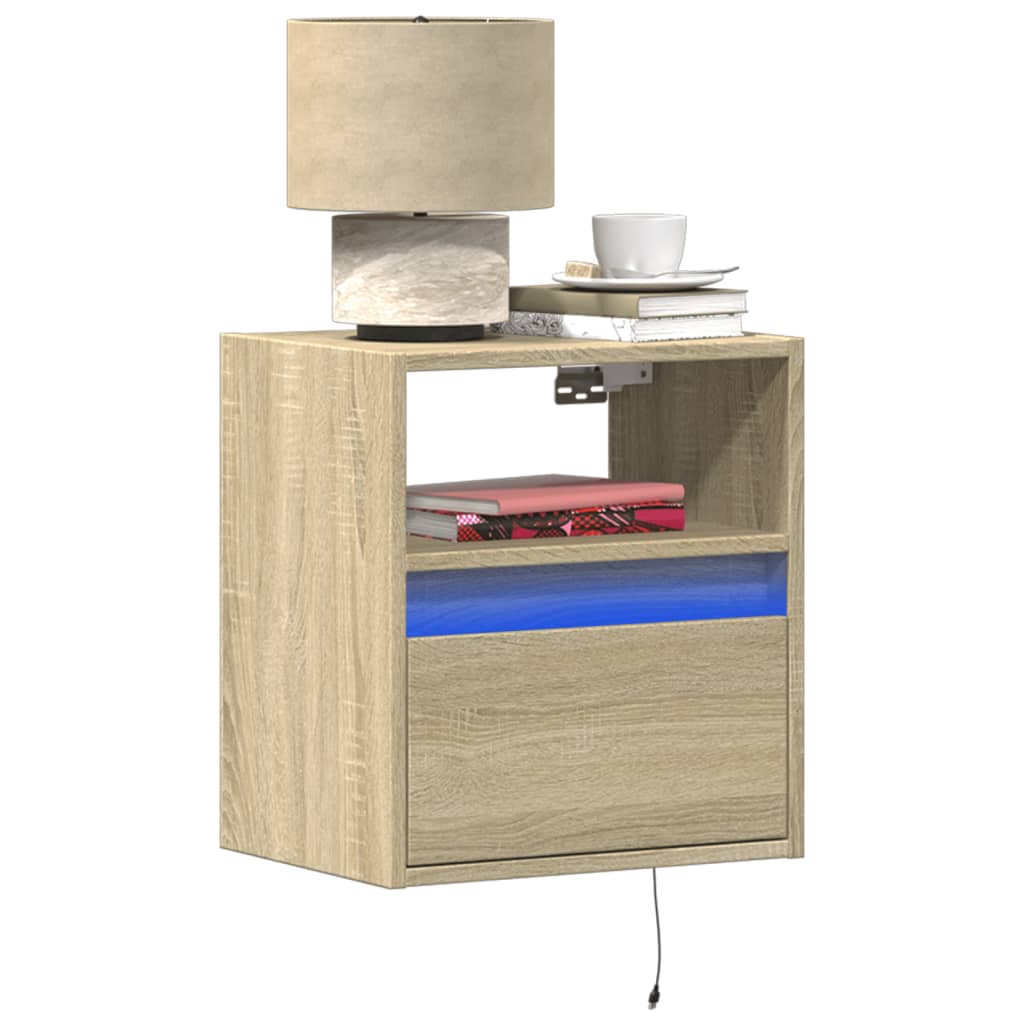 Comodă TV de perete cu LED, 2 buc. stejar sonoma, 41x31x45 cm GartenMobel Dekor