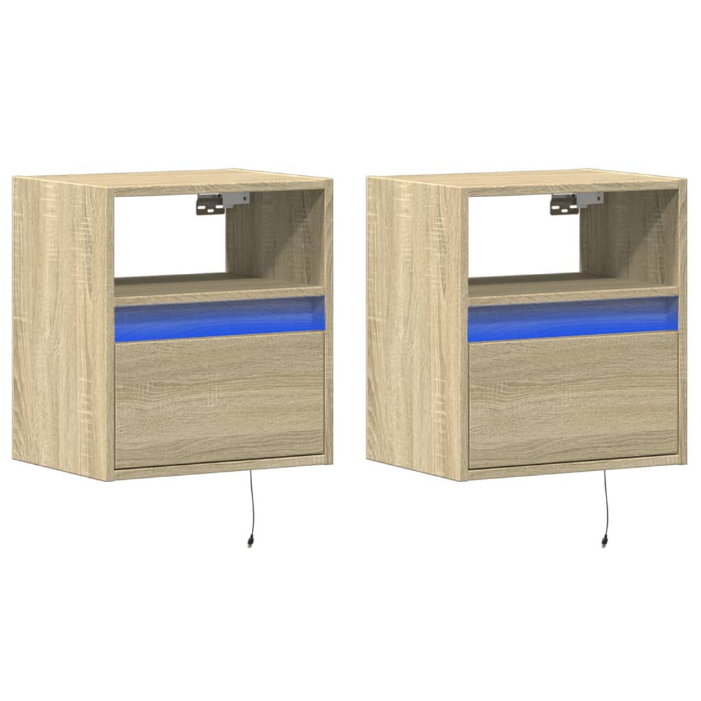 Comodă TV de perete cu LED, 2 buc. stejar sonoma, 41x31x45 cm GartenMobel Dekor
