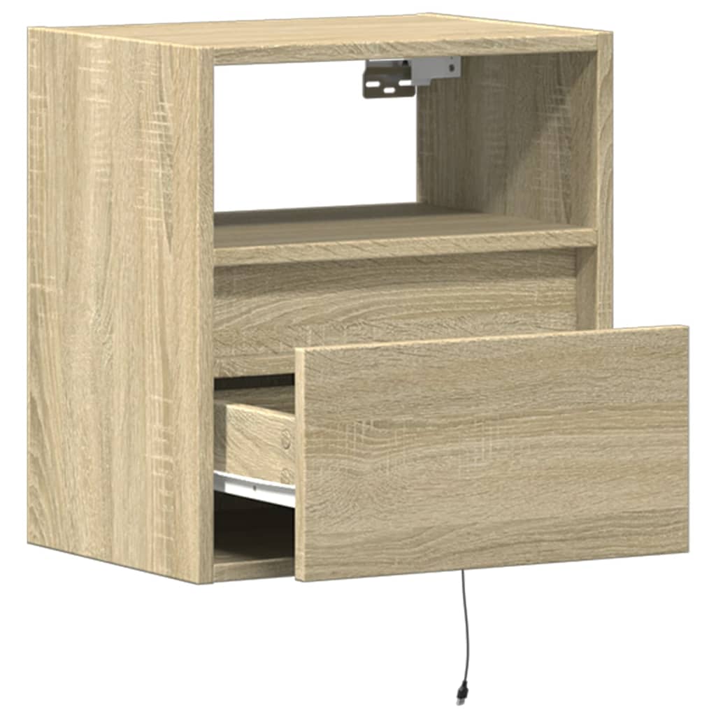 Comodă TV de perete cu LED, 2 buc. stejar sonoma, 41x31x45 cm GartenMobel Dekor