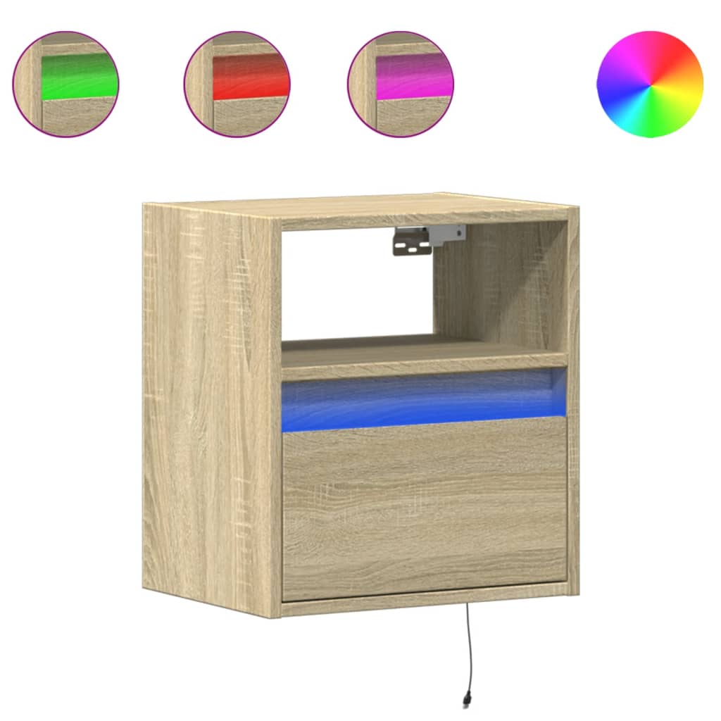 Comodă TV de perete cu LED, 2 buc. stejar sonoma, 41x31x45 cm GartenMobel Dekor