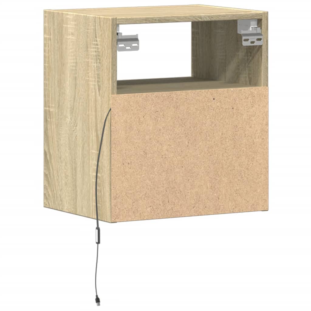 Comodă TV de perete cu LED, 2 buc. stejar sonoma, 41x31x45 cm GartenMobel Dekor
