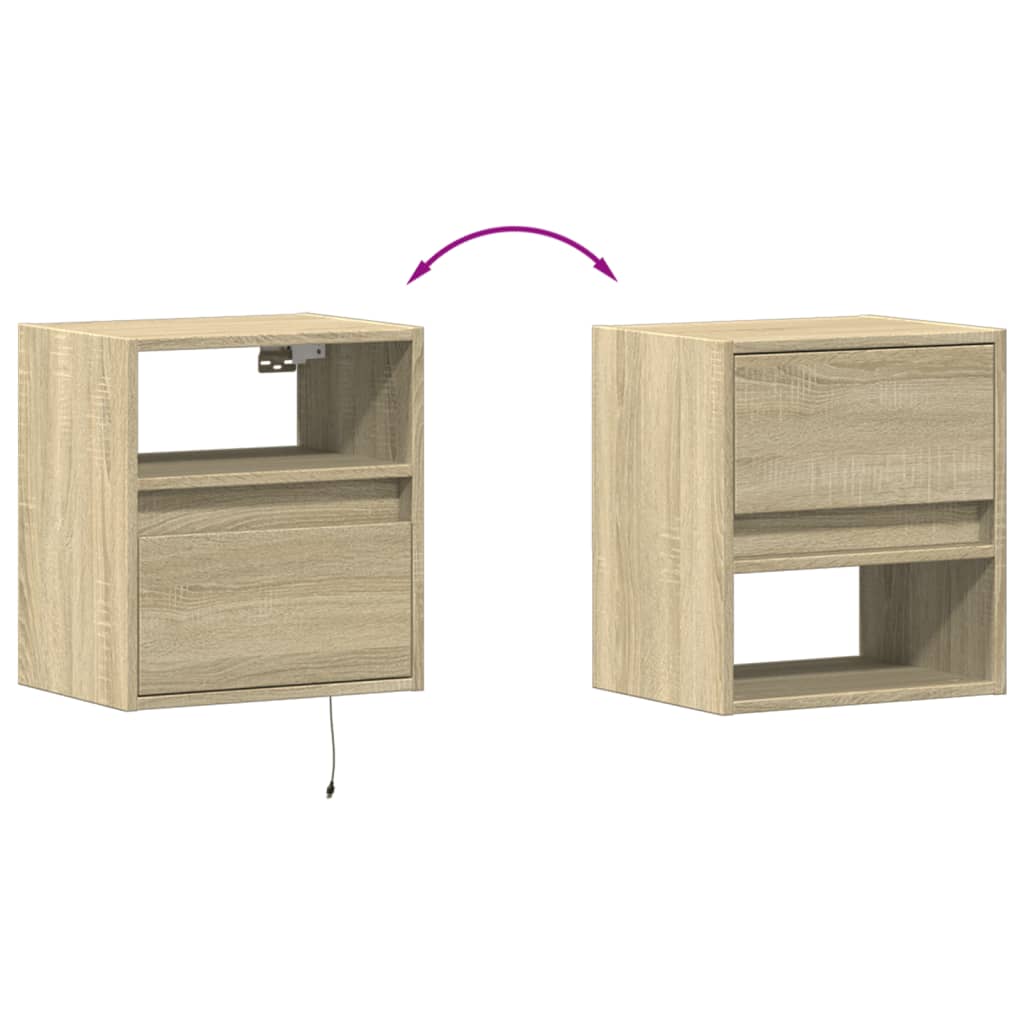 Comodă TV de perete cu LED, 2 buc. stejar sonoma, 41x31x45 cm GartenMobel Dekor