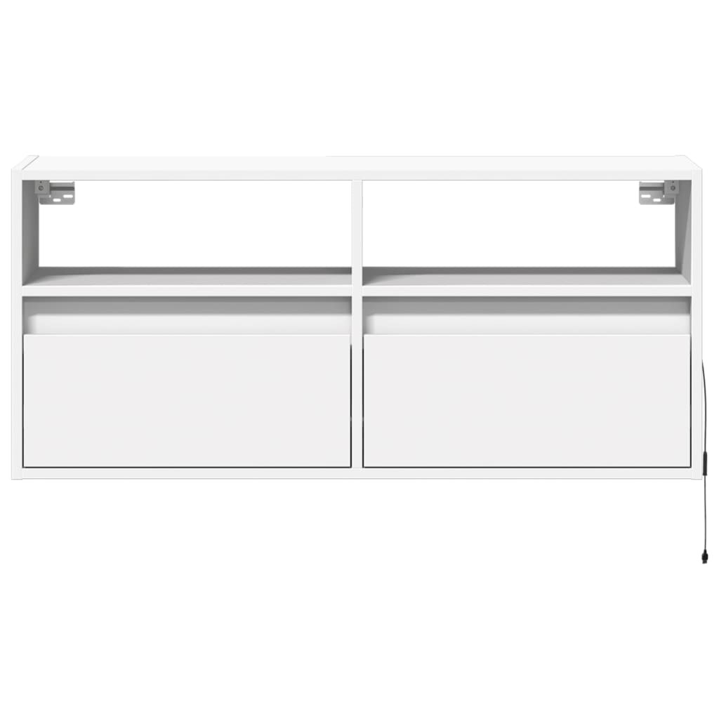 Comodă TV de perete cu lumini LED, alb, 100x31x45 cm GartenMobel Dekor
