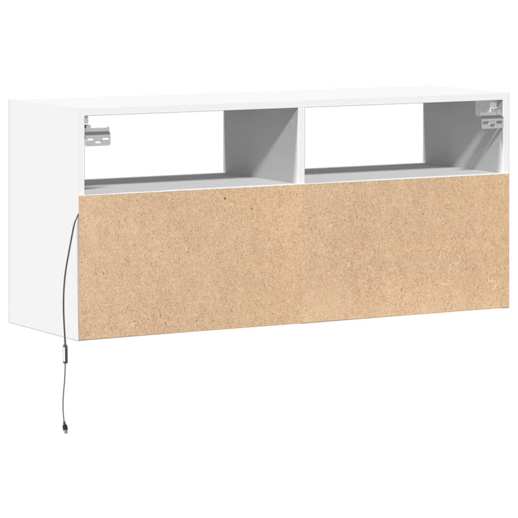 Comodă TV de perete cu lumini LED, alb, 100x31x45 cm GartenMobel Dekor