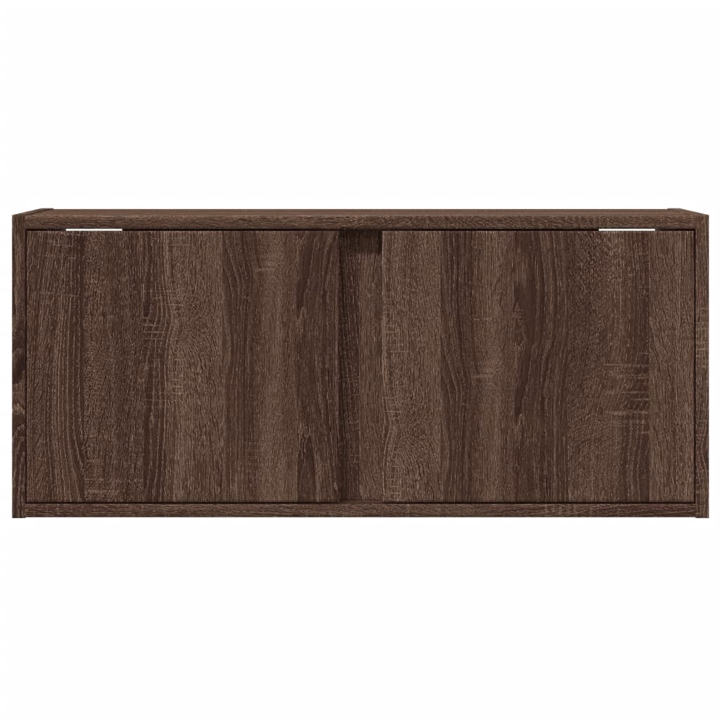 Comodă TV de perete cu lumini LED, stejar maro, 80x31x35 cm GartenMobel Dekor