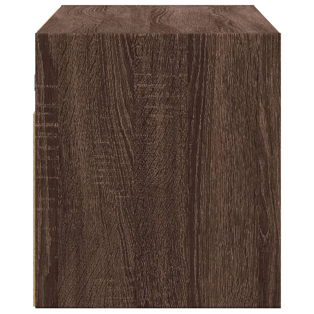 Comodă TV de perete cu lumini LED, stejar maro, 80x31x35 cm GartenMobel Dekor