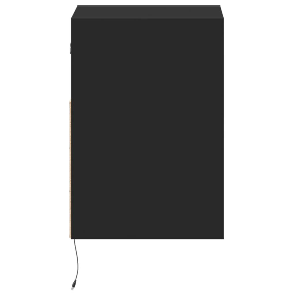 Comode TV de perete cu lumini LED, 2 buc., negru, 41x31x45 cm GartenMobel Dekor