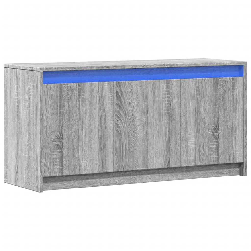 Dulap TV cu LED, gri sonoma, 100x34x50 cm, lemn prelucrat GartenMobel Dekor