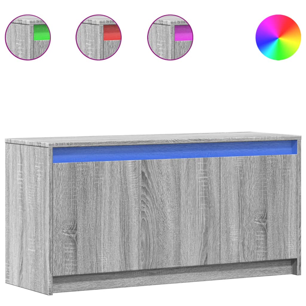 Dulap TV cu LED, gri sonoma, 100x34x50 cm, lemn prelucrat GartenMobel Dekor