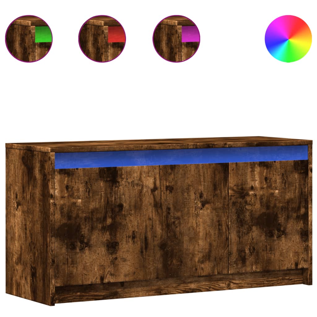 Dulap TV cu LED, stejar fumuriu, 100x34x50 cm, lemn prelucrat GartenMobel Dekor