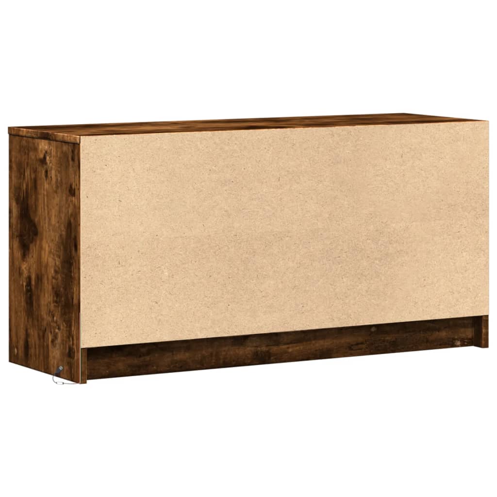 Dulap TV cu LED, stejar fumuriu, 100x34x50 cm, lemn prelucrat GartenMobel Dekor