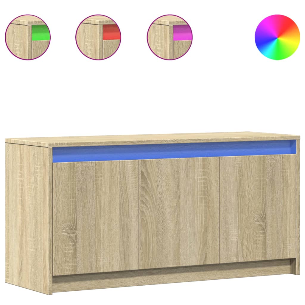 Dulap TV cu LED, stejar sonoma, 100x34x50 cm, lemn prelucrat GartenMobel Dekor