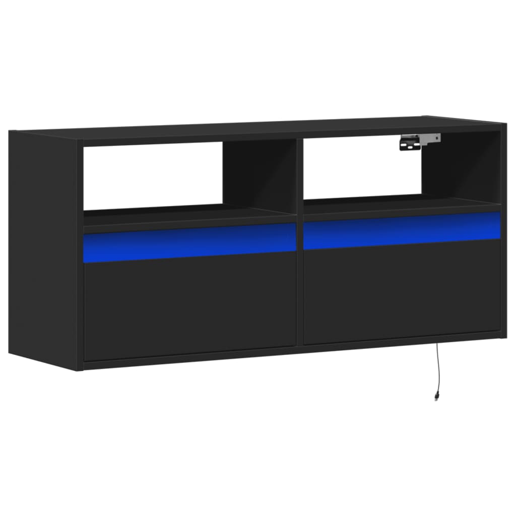 Dulap TV de perete cu lumini LED negru 100x31x45 cm GartenMobel Dekor