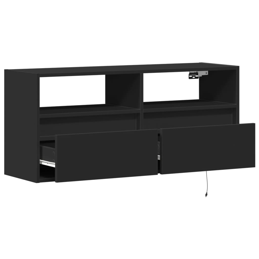 Dulap TV de perete cu lumini LED negru 100x31x45 cm GartenMobel Dekor