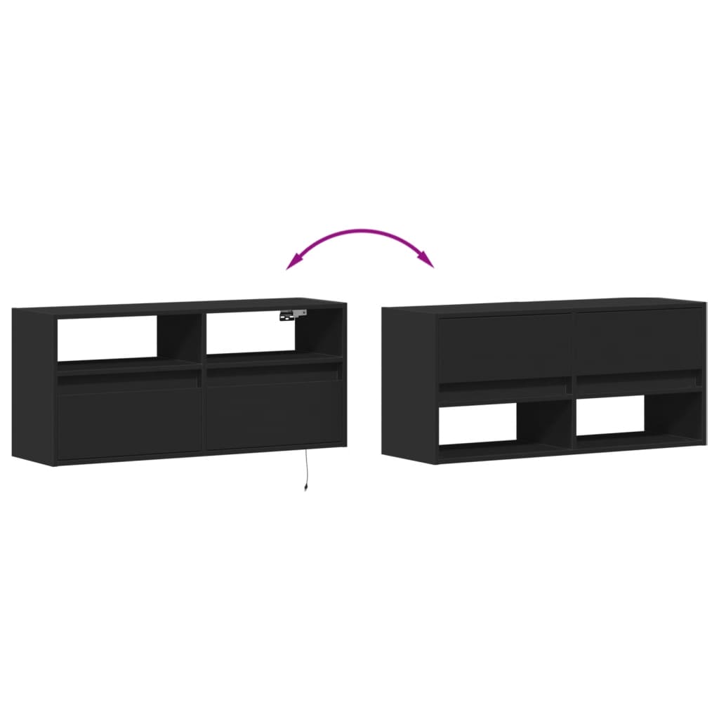 Dulap TV de perete cu lumini LED negru 100x31x45 cm GartenMobel Dekor