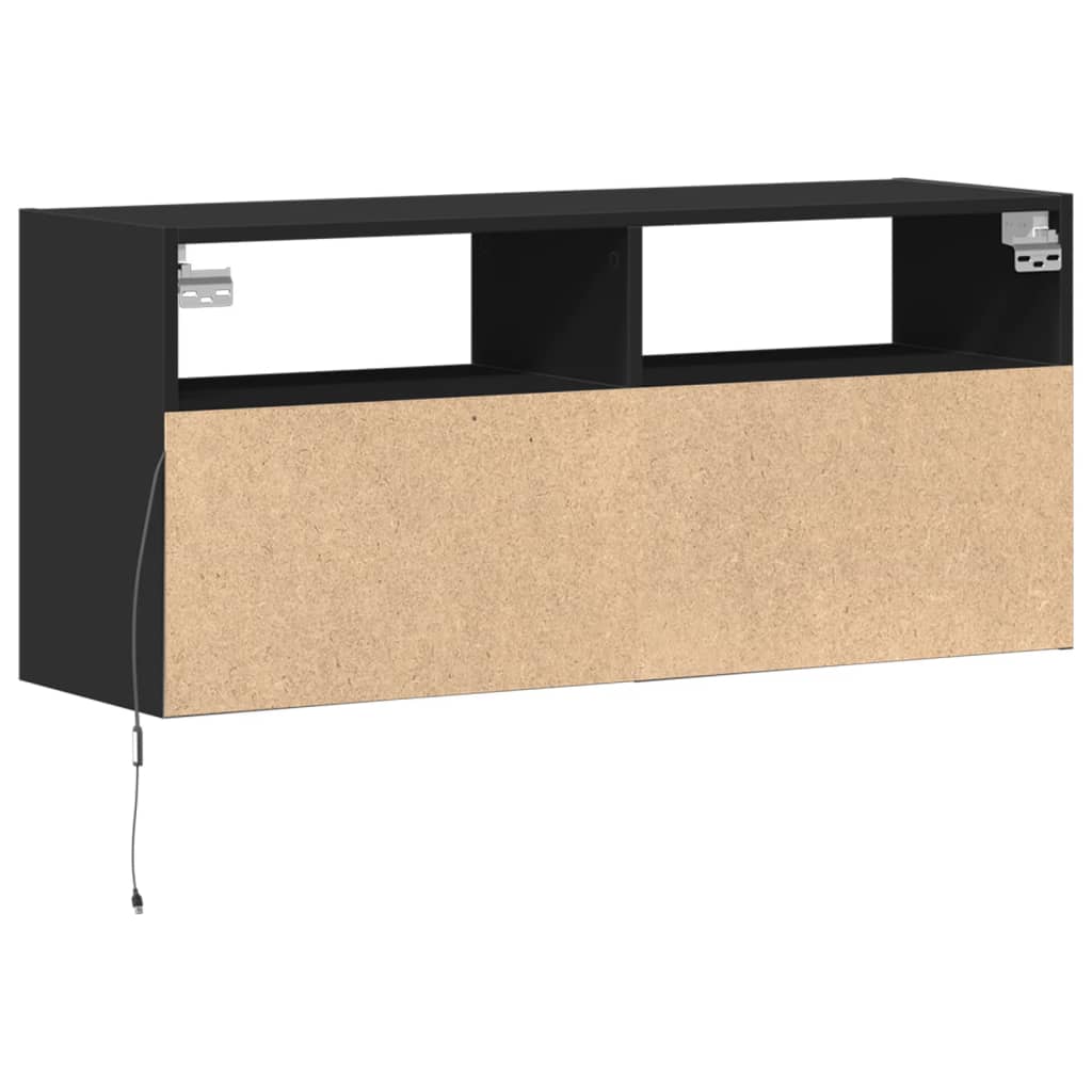 Dulap TV de perete cu lumini LED negru 100x31x45 cm GartenMobel Dekor